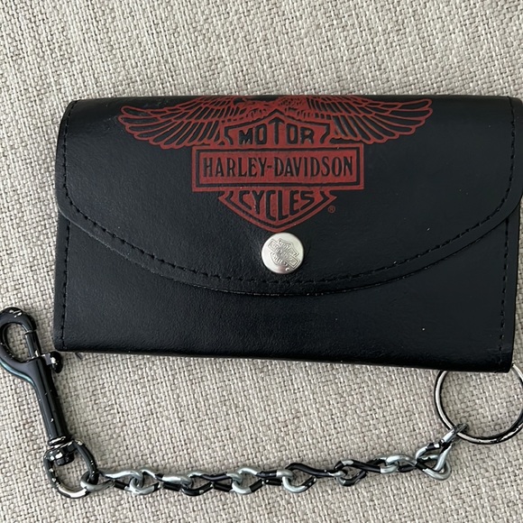 AUTHENTIC-VINTAGE 💯 LEATHER HARLIE-DAVIDSON HAT AND WALLET - Picture 7 of 11